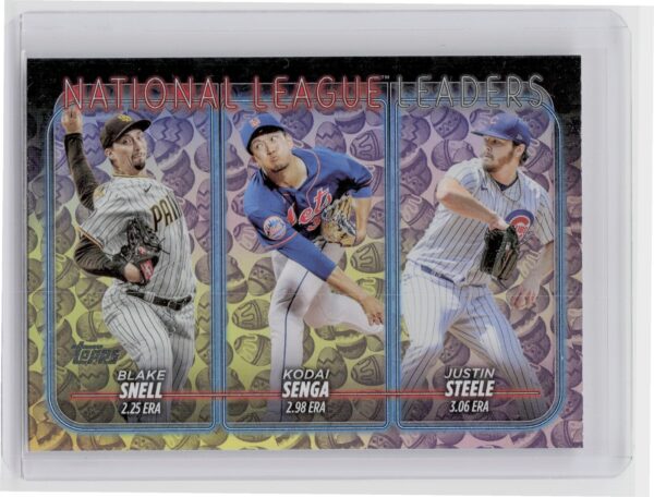 2024 Topps National League Leaders ERA (Snell / Senga / Steel Eggs Parallel