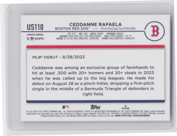 2024 Topps Update Ceddanne Rafaela #US110 Sox - Image 3