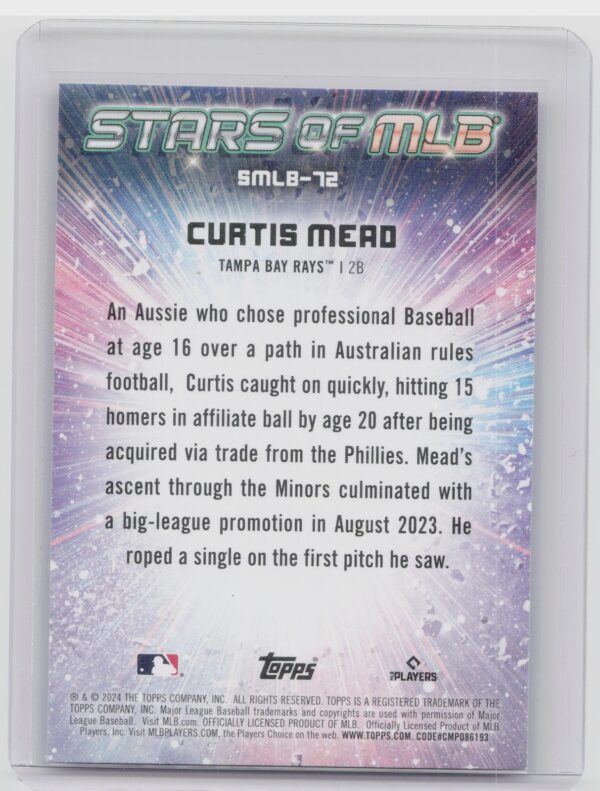 2024 Topps Update Curtis Mead #SMLB-72 Rays Stars of MLB - Image 3