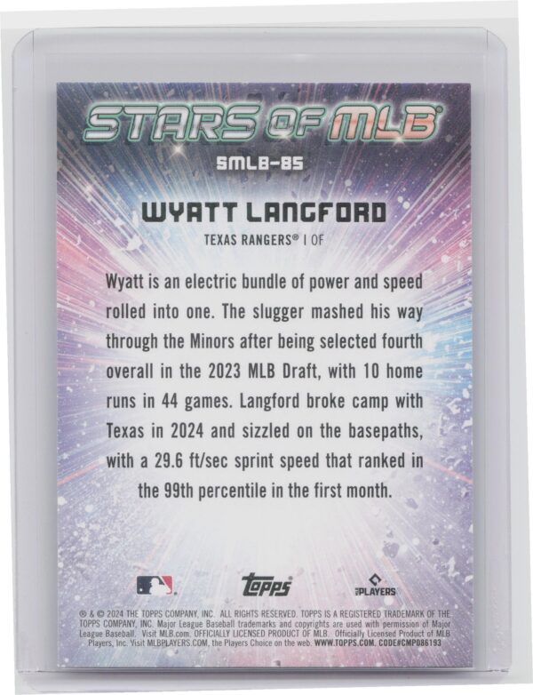 2024 Topps Update Wyatt Langford #SMLB-85 Rangers Stars of MLB - Image 3
