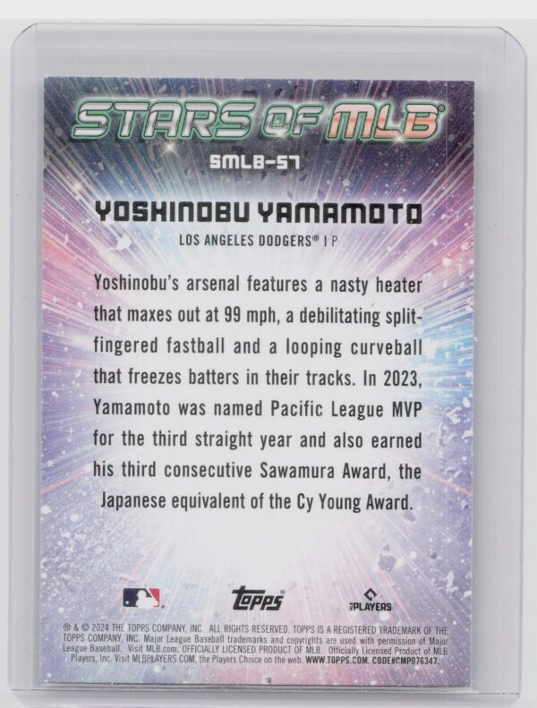 2024 Topps Yoshinobu Yamamoto #SMLB-57 Dodgers Stars of MLB - Image 3