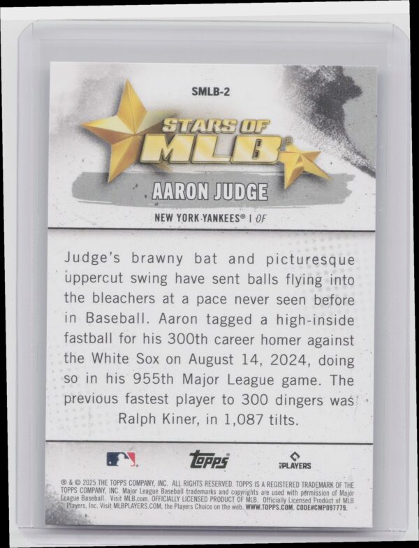 2025 Topps Aaron Judge #SMLB-2 Yankees Stars of MLB - Image 3