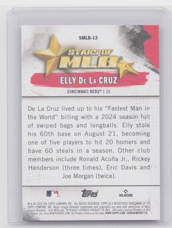 2025 Topps Elly de la Cruz #SMLB-13 Reds Stars of MLB - Image 3