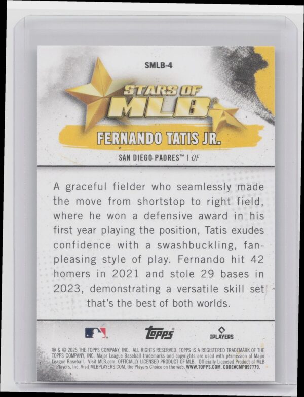 2025 Topps Fernando Tatis Jr. #SMLB-4 Padres Stars of MLB - Image 3
