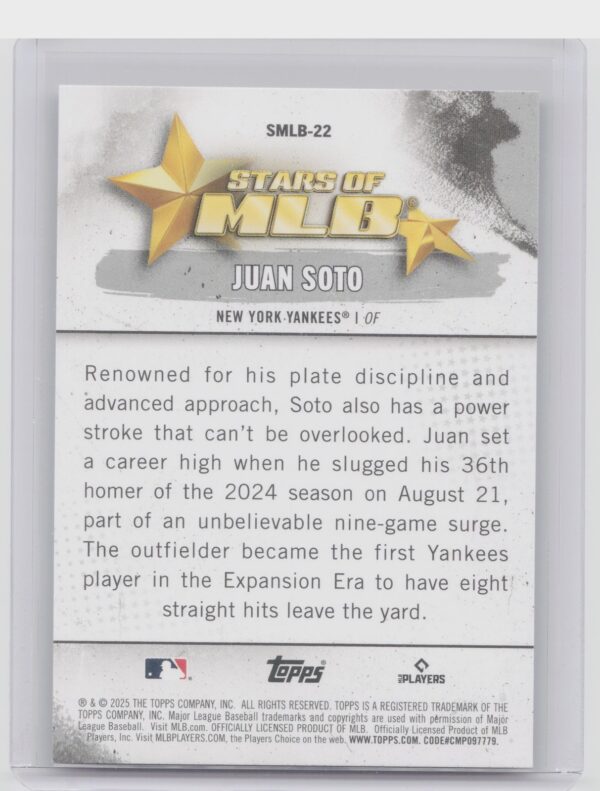 2025 Topps Juan Soto #SMLB-22 Yankees Stars of MLB - Image 3