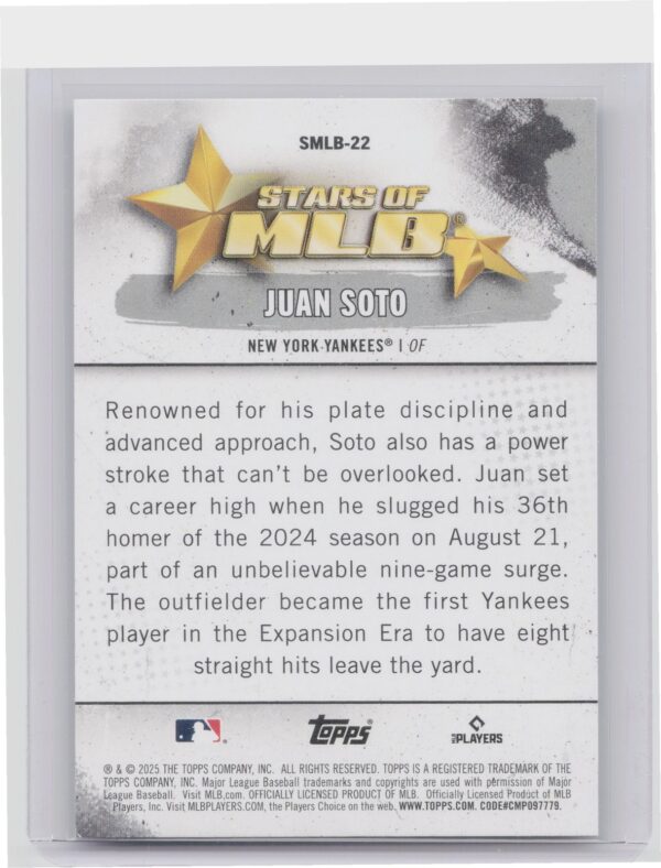 2025 Topps Juan Soto #SMLB-22 Yankees Stars of MLB - Image 3