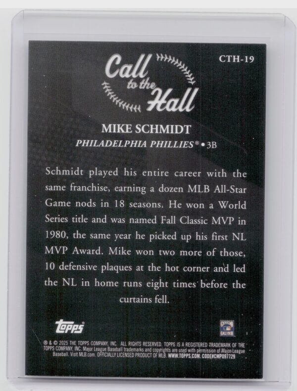 2025 Topps Mike Schmidt #CTH-19 Phillies Call to the Hall - Image 3