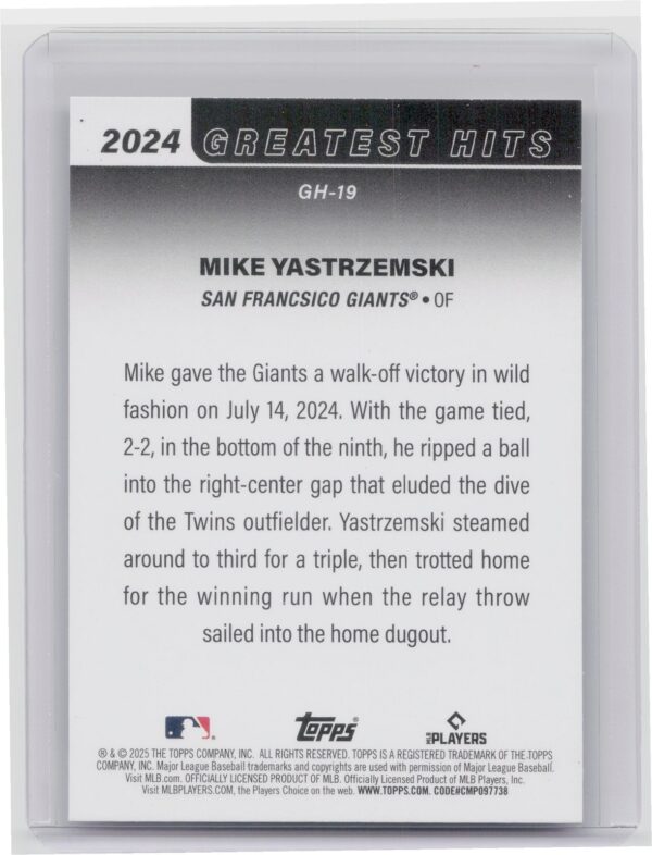 2025 Topps Mike Yastrzemski #GH-19 Giants 2024 Greatest Hits - Image 3