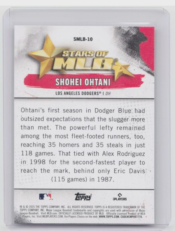 2025 Topps Shohei Ohtani #SMLB-10 Dodgers Stars of MLB - Image 3