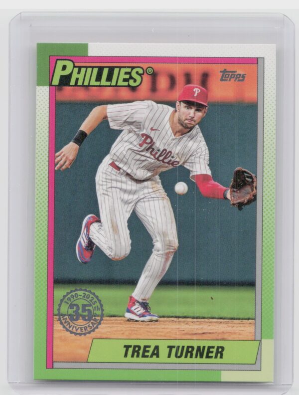 2025 Topps Trea Turner #T90-43 Phillies 1990 Topps Baseball 35th Anniversary