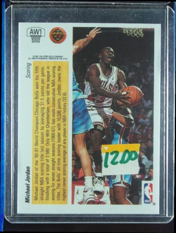 1991-92 Upper Deck Michael Jordan #AW1 Bulls Award Winner Holograms - Image 3
