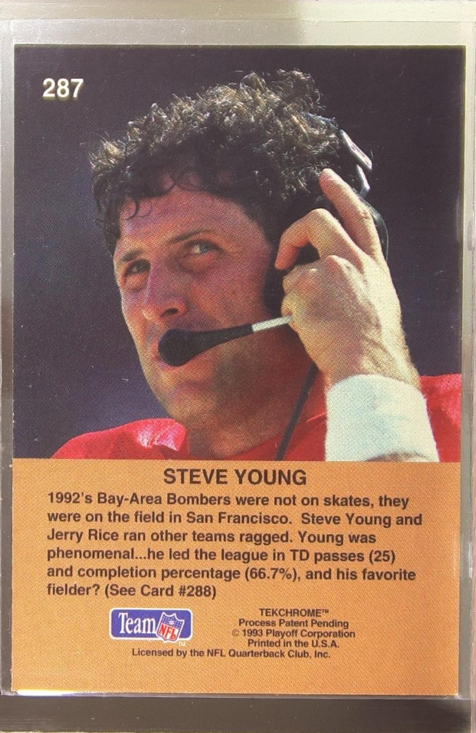 1993 Playoff Steve Young #287 49ers - Image 3