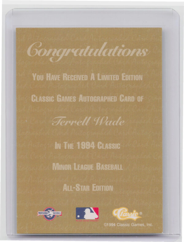 1994 Classic Terrell Wade AU SN2080 #NNO Bulls Autographs - Image 3