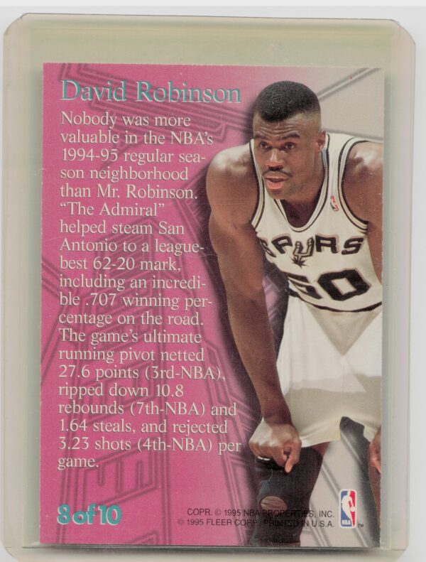1995-96 Metal David Robinson #8 Spurs Steel Tower - Image 3