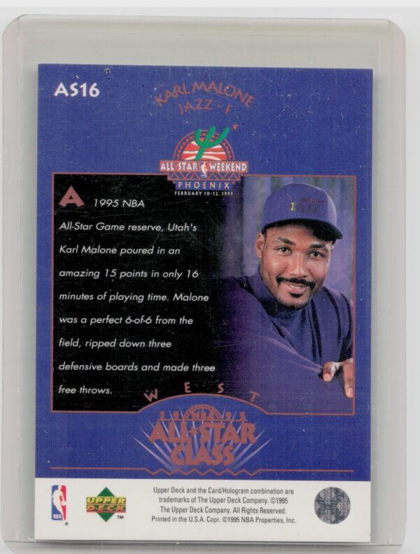 1995-96 Upper Deck Karl Malone #AS16 Jazz All Star Class - Image 3