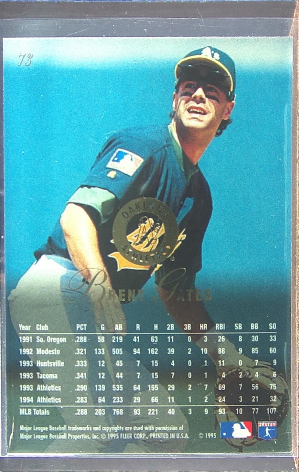 1995 Flair Brent Gates #73 Athletics - Image 3