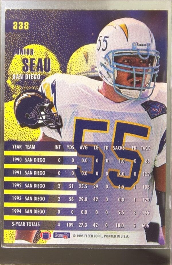 1995 Fleer Junior Seau #338 Chargers - Image 3