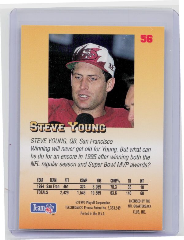 1995 Playoff Prime Steve Young #56 49ers - Image 3