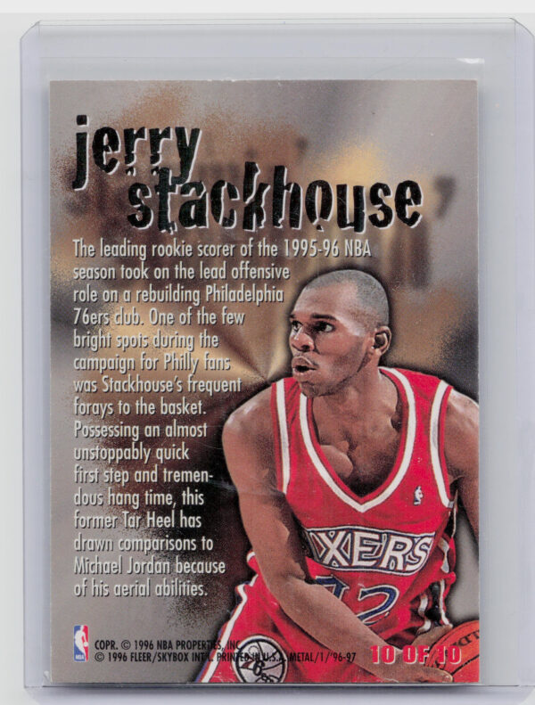 1996-97 Metal Jerry Stackhouse #10 76ers Steel Slammin' - Image 3