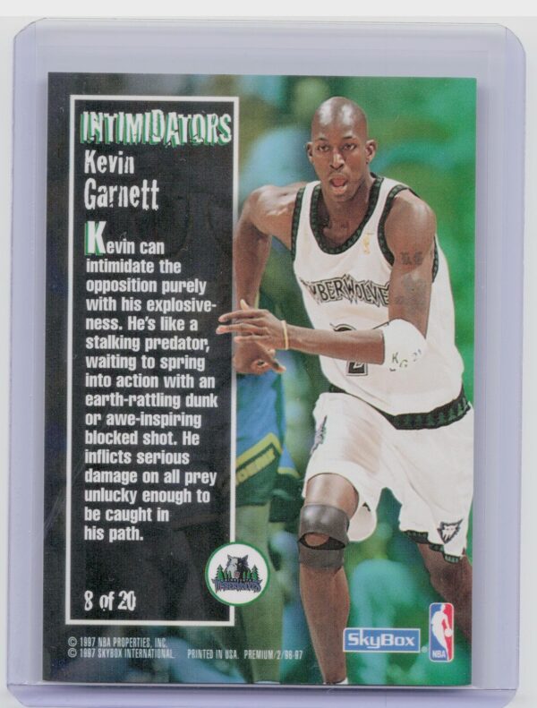 1996-97 SkyBox Premium Kevin Garnett #8 Timberwolves Intimidators - Image 3