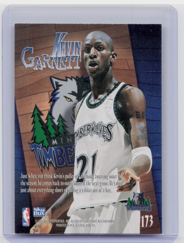 1996-97 SkyBox Z-Force Kevin Garnett #173 Timberwolves - Image 3