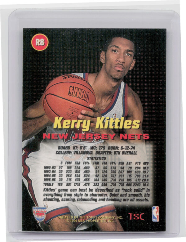 1996-97 Stadium Club Kerry Kittles #R8 Nets Rookies (Series One) - Image 3