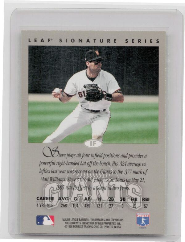 1996 Leaf Signature Series Steve Scarsone AU #NNO Giants Autographs Gold - Image 3