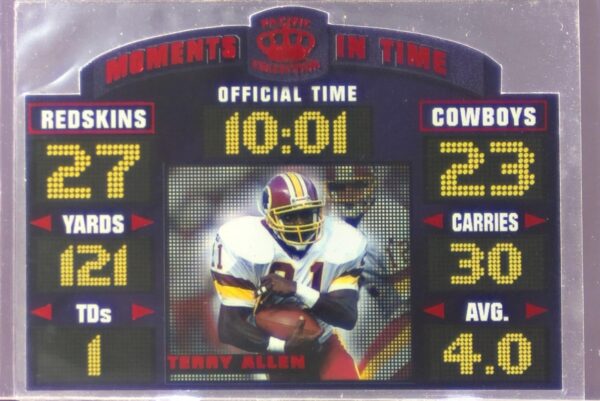 1996 Pacific Litho-Cel Terry Allen #MT-20 Redskins Moments in Time