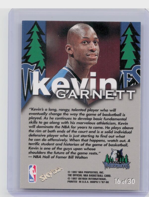 1997-98 Hoops Kevin Garnett #16 Timberwolves Talkin' Hoops - Image 3