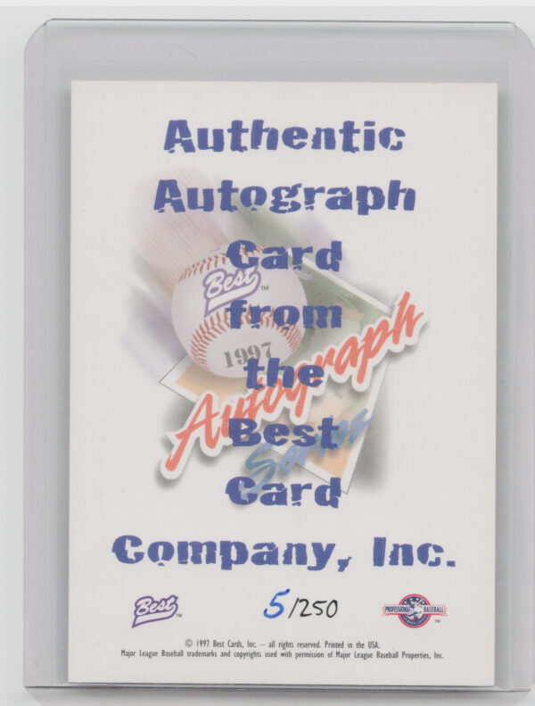 1997 Best Braden Looper AU SN250 #NNO Cannons Limited Autographs - Image 3