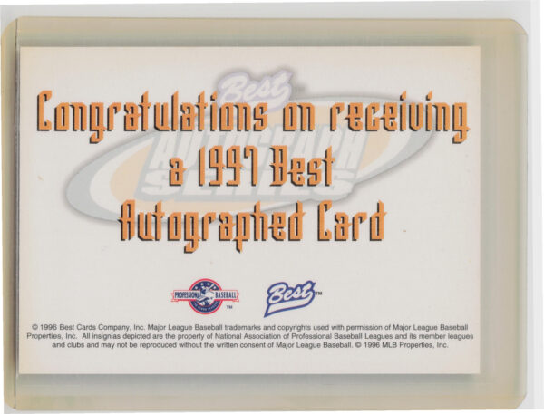 1997 Best Randy Winn AU #NNO Cougars Autographs Autograph Series - Image 3