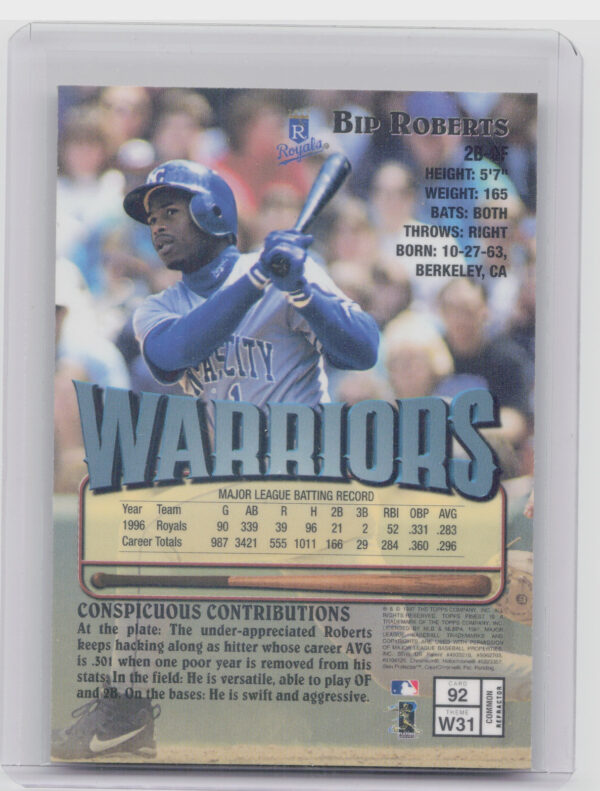 1997 Finest Bip Roberts Refractors #92 Royals - Image 3
