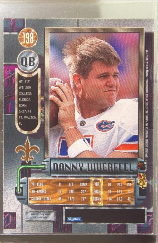 1997 Metal Universe Danny Wuerffel RC #198 Saints - Image 3