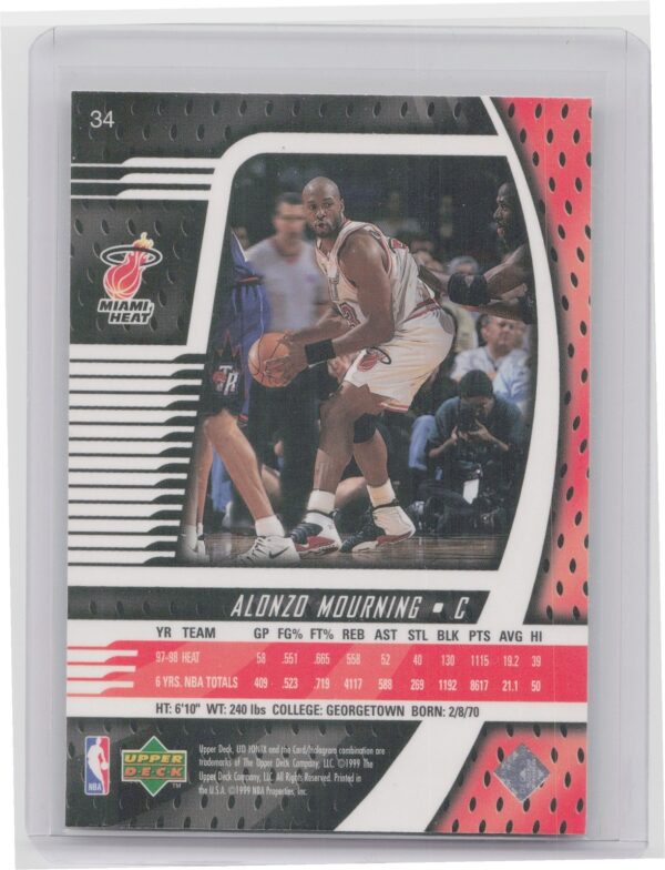 1998-99 Upper Deck Ionix Alonzo Mourning #34 Heat - Image 3
