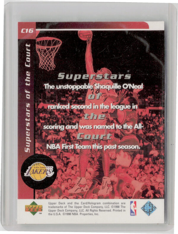 1998-99 Upper Deck Ovation Shaquille O'Neal #C16 Lakers Superstars of the Court - Image 3