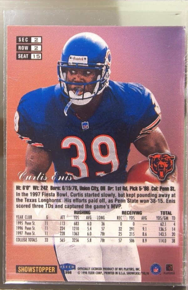 1998 Flair Showcase Curtis Enis Flair Showcase Row 2 (Style) RC #15 Bears - Image 3