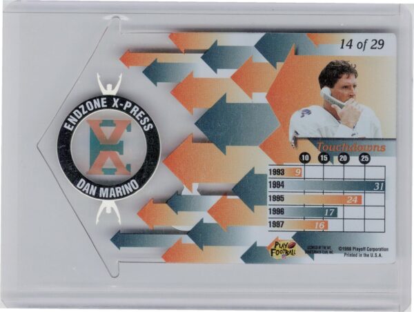 1998 Playoff Momentum SSD Hobby Dan Marino #14 Dolphins Endzone X press - Image 3
