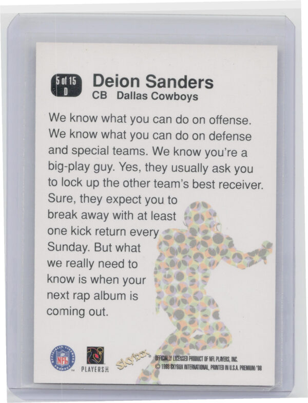 1998 SkyBox Premium Deion Sanders #5 D Cowboys D'stroyers - Image 3