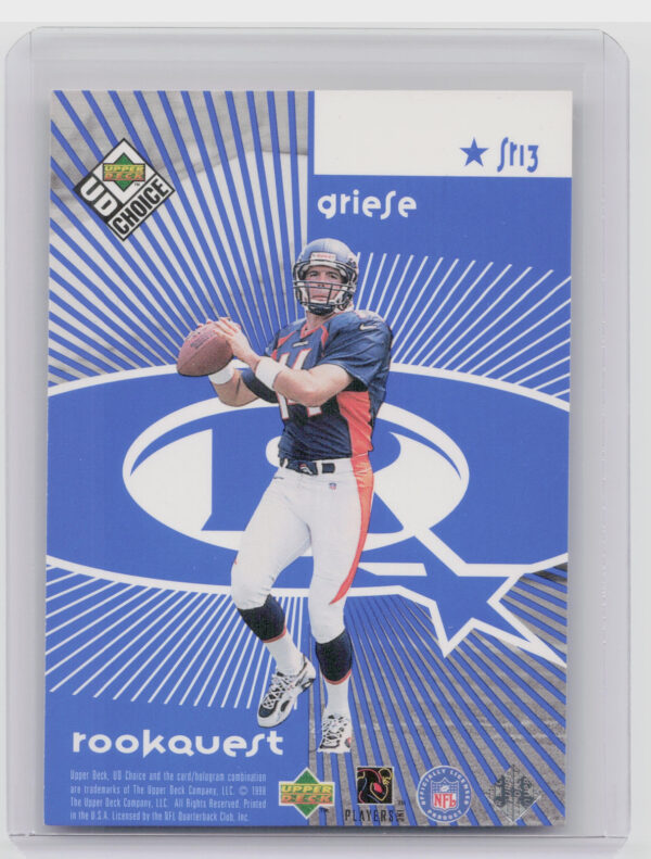 1998 UD Choice Dan Marino / Brian Griese #SR13 Broncos StarQuest/RookQuest Blue - Image 3