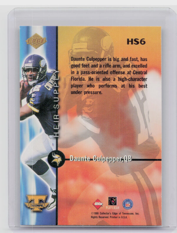 1999 Collector's Edge Triumph Daunte Culpepper #HS6 Vikings Heir Supply - Image 3