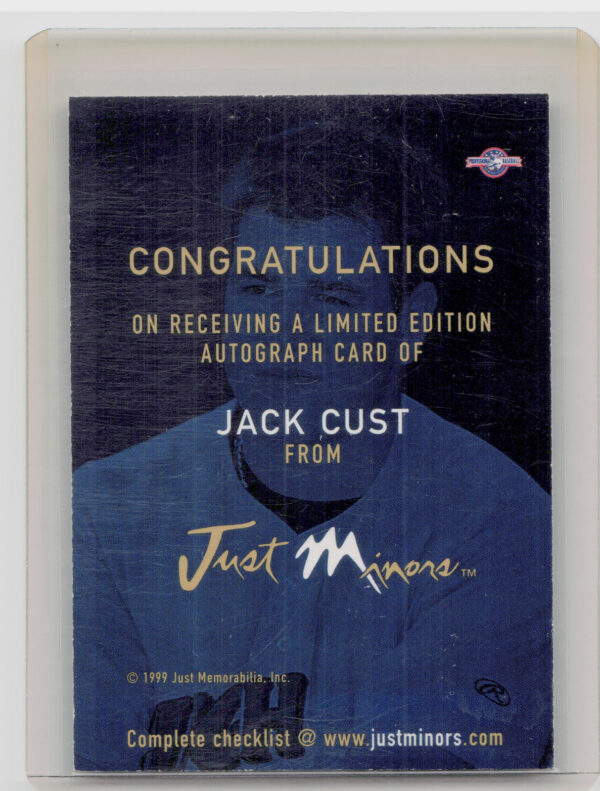 1999 Just Jack Cust AU #NNO Mavericks Autographs - Image 3