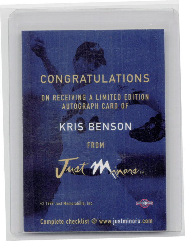 1999 Just Kris Benson AU #NNO Sounds Autographs - Image 3