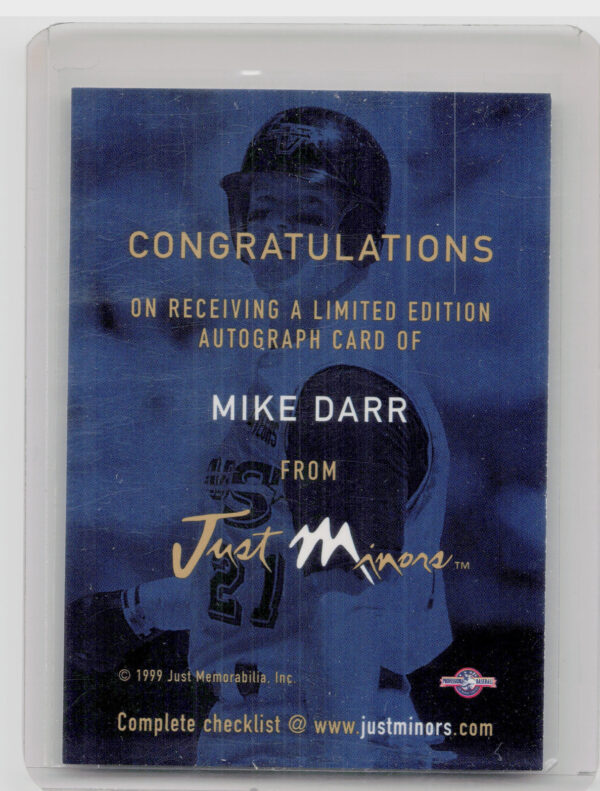 1999 Just Mike Darr #NNO Stars Autographs - Image 3