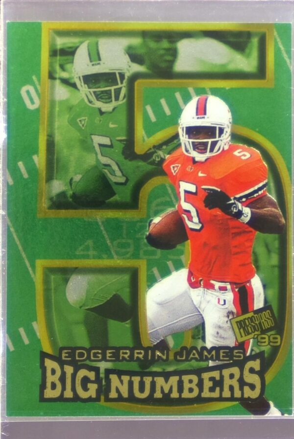 1999 Press Pass Edgerrin James RC #BN4 Hurricanes Big Numbers