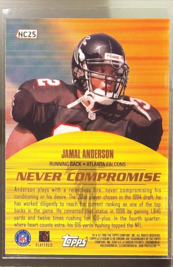 1999 Stadium Club Chrome Jamal Anderson #NC25 Falcons Never Compromise - Image 3