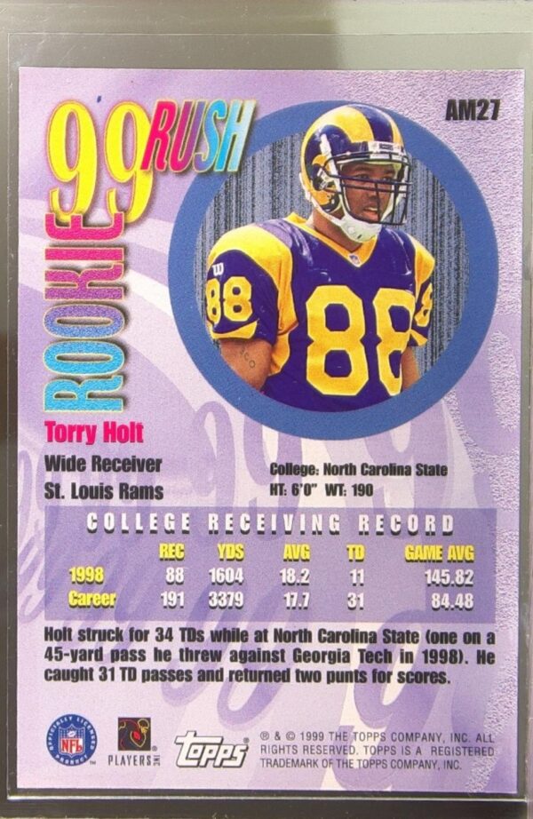 1999 Topps Torry Holt RC #AM27 Rams All Matrix - Image 3