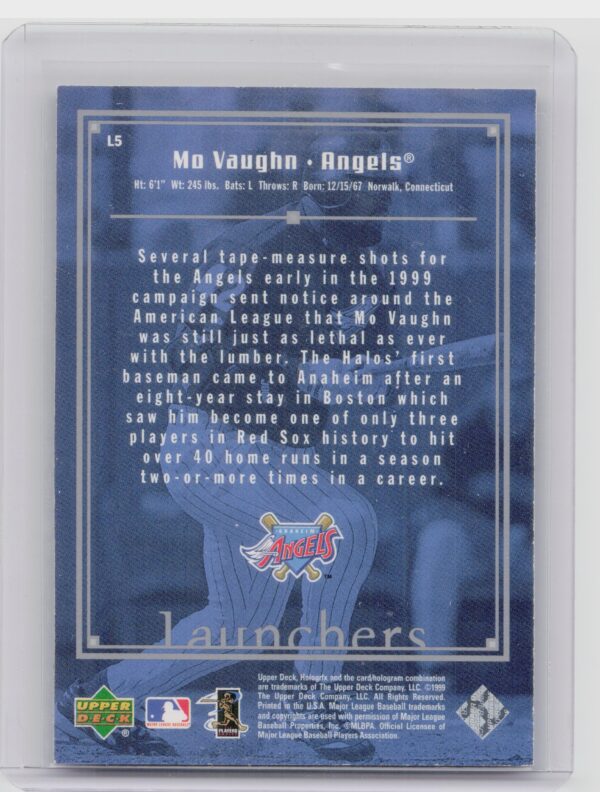1999 Upper Deck HoloGrFX Mo Vaughn #L5 Angels Launchers - Image 3