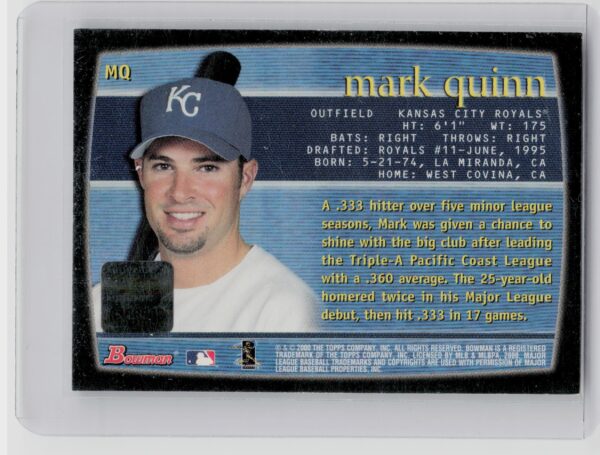 2000 Bowman Mark Quinn AU #MQ Royals Autographs - Image 3
