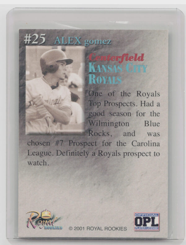 2001 Royal Rookies Throwbacks Alexis Gomez AU SN5950 #25 Royals Autographs - Image 3