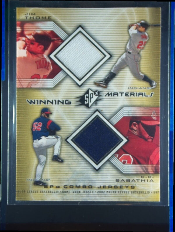 2002 SPx Jim Thome / CC Sabathia MEM #WM-TS Indians Winning Materials 2 Player J
